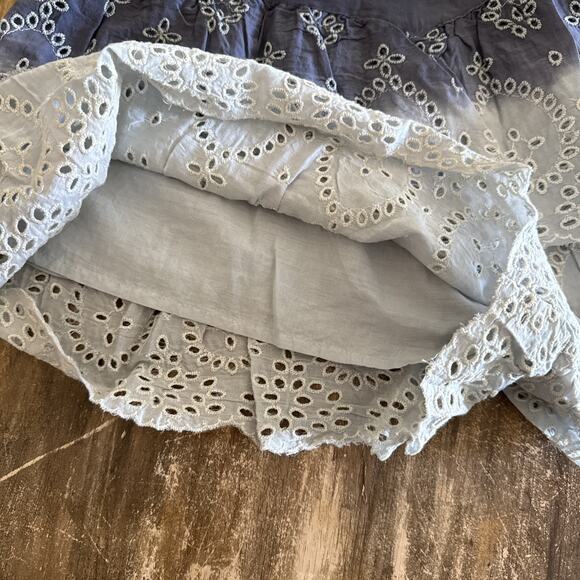 Raga Anthropologie Blue Ombre Eyelet Skort Lined Cotton Womens Medium M Boho - Picture 8 of 9